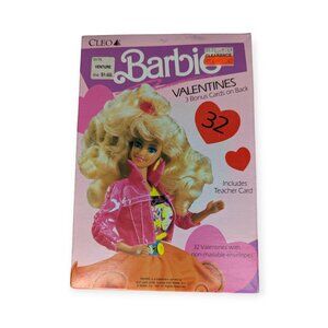 Vintage 1991 Mattel Barbie Valentine Cards 32 Count w/Teacher Card NIB Sealed